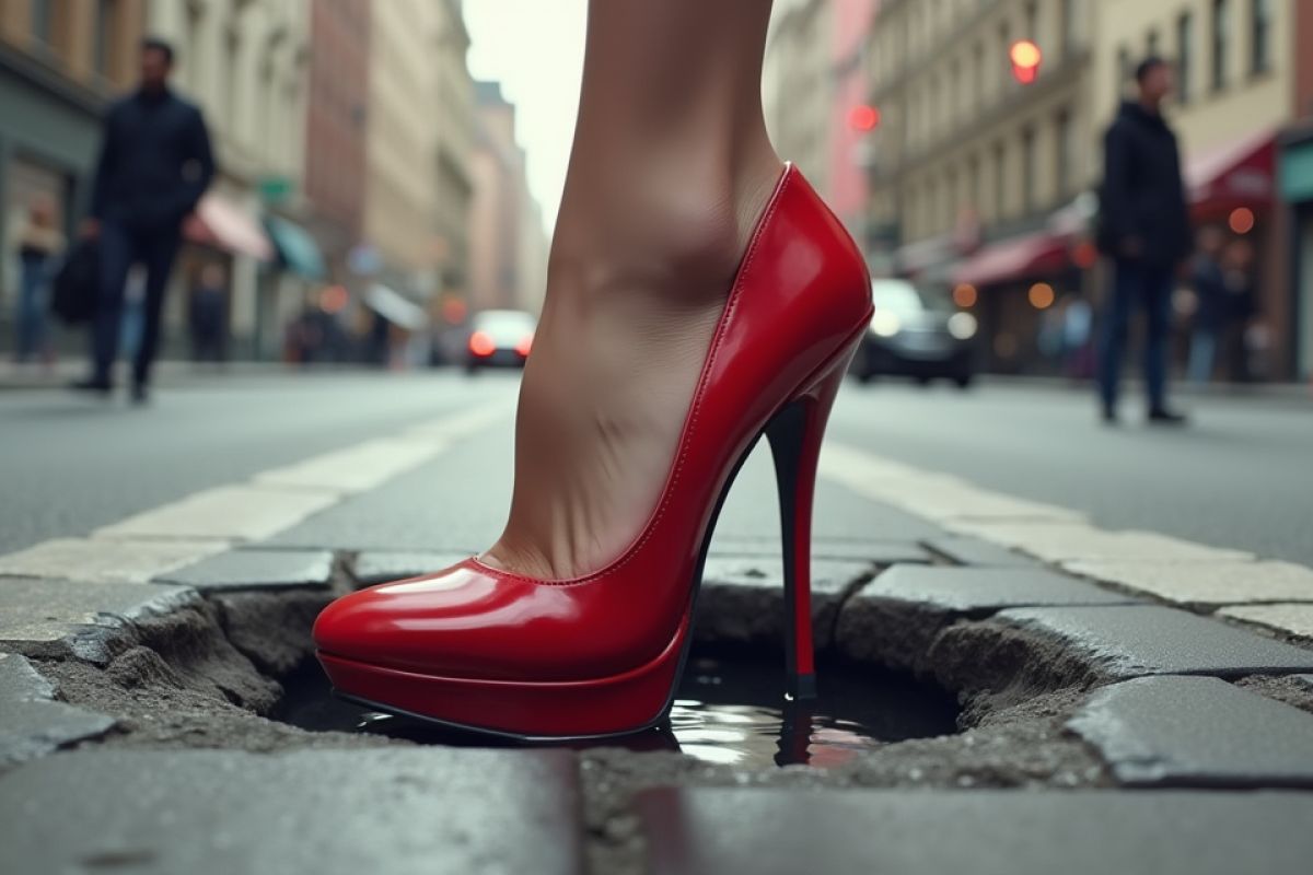 Donna resta bloccata in strada: il tacco si incastra tra le grate del marciapiede